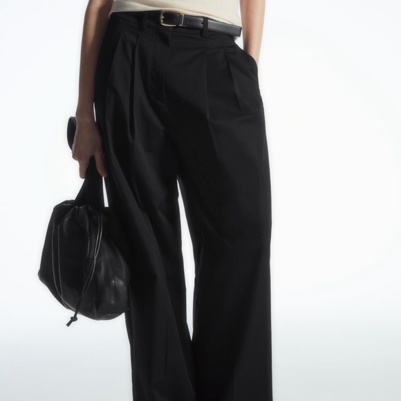 COS Pants - COS / WIDE-LEG TAILORED TWILL PANTS IN BLACK / Size 12